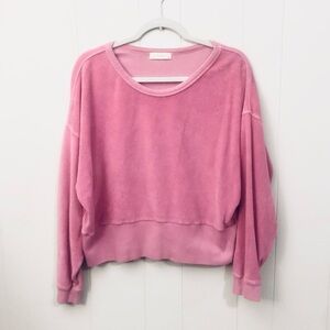 Stark X Velour Terry Cloth Sweatshirt Cropped Pink Athleisure Cotton Blend Small